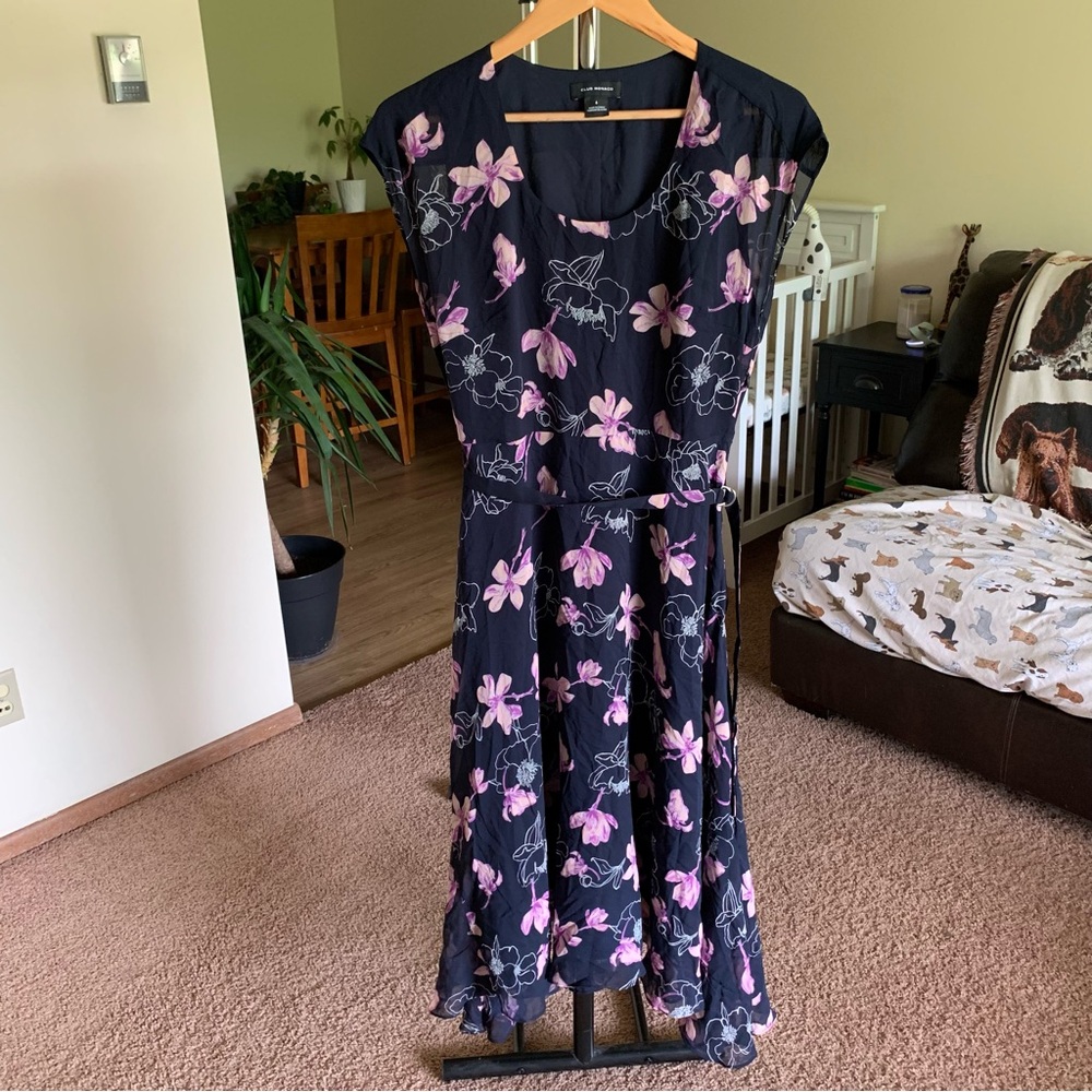 Club Monaco 100% Silk Floral Midi Dress 6